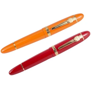 JINHAO 2Pcs 159 18KGP 0.7Mm Medium Broad Nib Fountain Pen Free Office Fountain Pen With A Box - Red & Orange