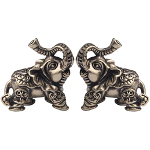 2 Pcs Retro Decor Copper Elephant Figurine Desktop Craft Miniature Cabinet Statue Creative Ornament Lovers