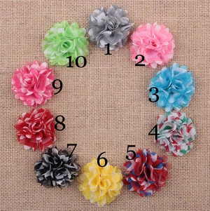 Yundfly 10PCS 2" Chic Artificial Satin Mesh Flowers for Baby Headbands Mini Handmade Girls Striped Hair Flowers