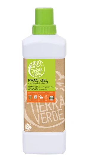 TIERRA VERDE Prací gel z mýdlových ořechů s BIO pomerančovou silicí 1 l