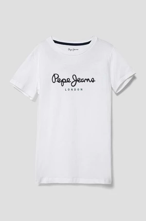 Dětské bavlněné tričko Pepe Jeans bílá barva, s potiskem