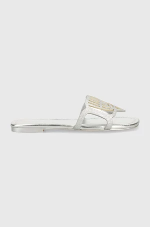 Pantofle Chiara Ferragni Penelope Flat dámské, stříbrná barva, CF3361_004