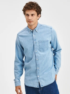 Modrá pánska rifľová košeľa denim shirt GAP