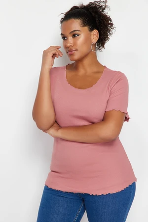 Trendyol Curve Pale Pink Camisole Knitted Plus Size Blouse