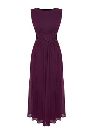 Trendyol Purple A-Cut Window/Cut Out Detailed Knitted Tulle Dress