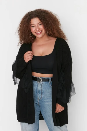 Trendyol Curve Black Tulle részletes kötöttáru Cardigan