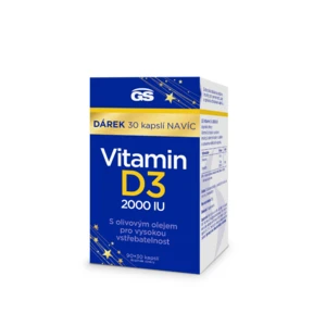 GS Vitamin D3 2000 IU, 90+30 kapslí NAVÍC, dárkové balení 2024