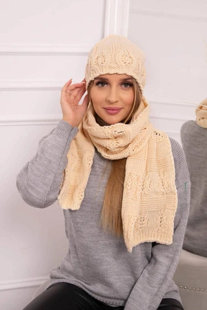 Women's set with scarf Adrianna K417 beige