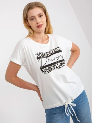 White cotton T-shirt with a larger size with a round neckline