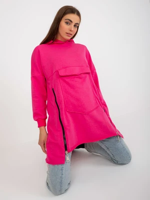 Fluo Pink Cotton Basic Hoodie