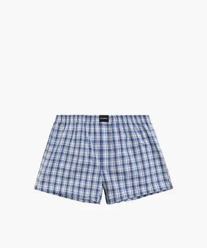 Men's loose boxers ATLANTIC - blue with checkered pattern