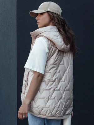 Women's quilted vest with hood COLINE gold Dstreet