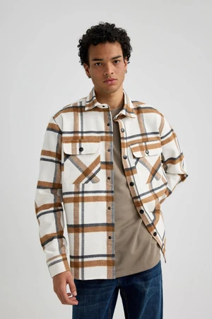 DEFACTO Relax Fit Plaid Cotton Long Sleeve Shirt