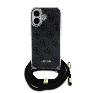 Zadní kryt Guess IML 4G Printed Crossbody popruh pro Apple iPhone 16, černá