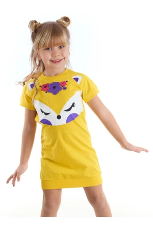 Denokids Yellow Fox Floral Girl's Yellow Summer Dress