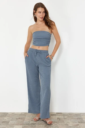 Trendyol Premium Indigo Wide Leg Flexible Knitted Trousers