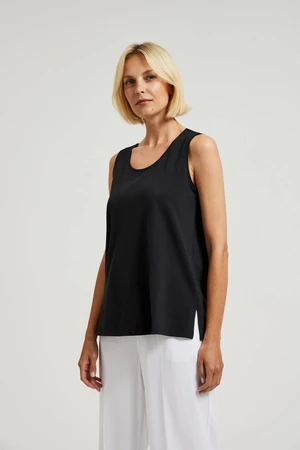 Women's tank top with slit MOODO - black