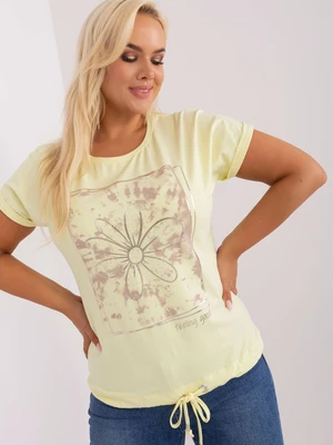 Light yellow women's cotton blouse in larger size