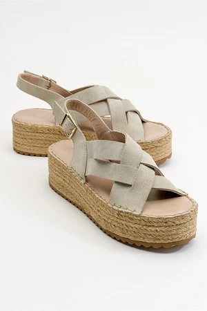 LuviShoes Lontano Women's Beige Suede Genuine Leather Sandals