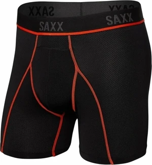 SAXX Kinetic Boxer Brief Black/Vermillion XL Fitness fehérnemű