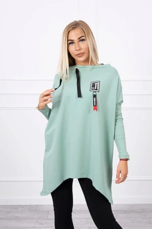 Oversize sweatshirt with asymmetrical sides dark mint