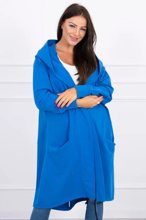 Oversize cape with hood purple-blue