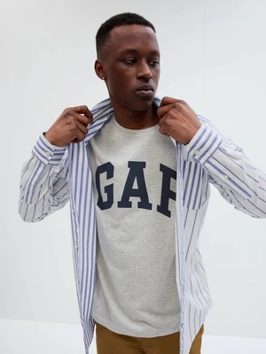 Blue and White Men's Striped Shirt GAP