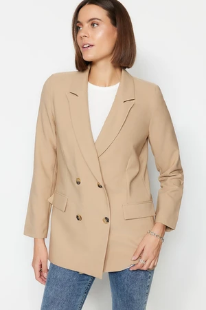 Trendyol Mink Oversize Lined Double Breasted Blazer with Closure