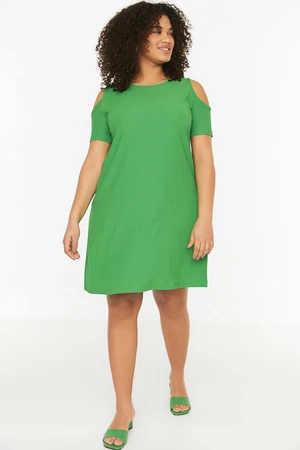 Trendyol Curve Green A-line Cut-Out Detailed Knitted Dress