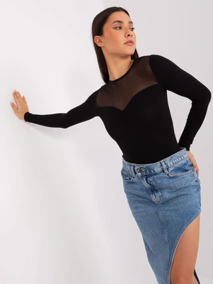 Basic black blouse with ruffles BASIC FEEL GOOD