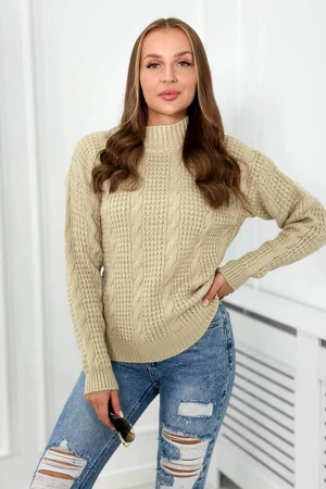 Sweater over the head light beige