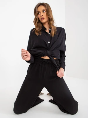 Black summer set with wide trousers RUE PARIS