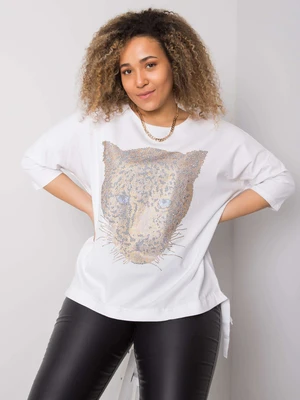 Oversized women's blouse with white application