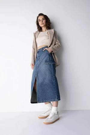 DEFACTO Cargo Fit Slit Jean Midi Skirt