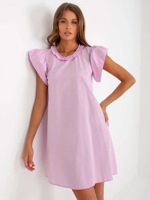 Light purple dress with ruffles on the sleeve