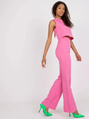 Pink two-piece elegant set with short top