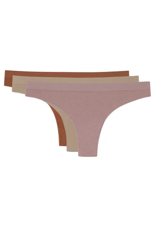 LOS OJOS 3 Pieces Ribbed Seamless Brazilian Pattern Panties