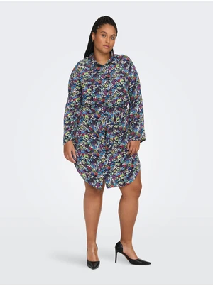 Purple-blue women floral shirt dress ONLY CARMAKOMA Ayana - Ladies