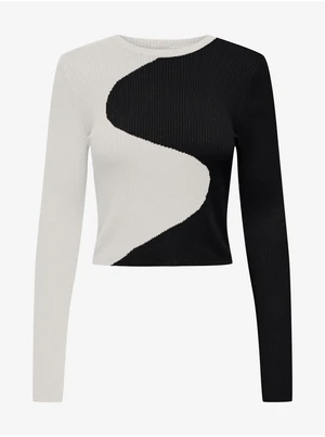 White and Black Womens Patterned Sweater ONLY Polly - Women