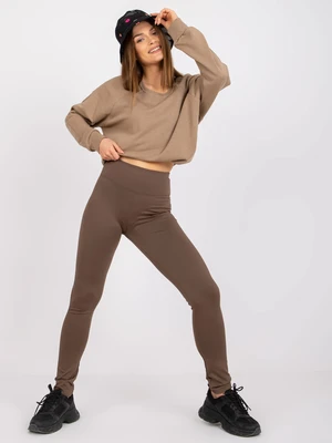 Basic brown smooth leggings for everyday wear