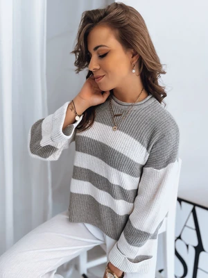 Women's sweater AMELIA in gray-white stripes Dstreet z