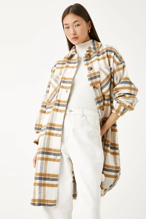 Koton Women's Beige Plaid Jacket