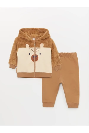 LC Waikiki Hooded Long Sleeve Printed Baby Boy Set 2-Set