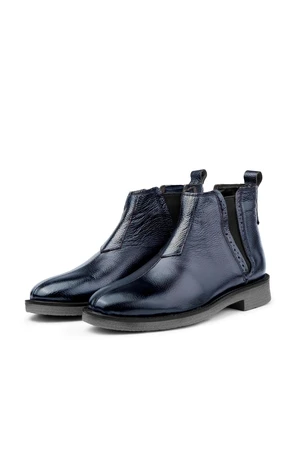 Ducavelli Leeds Genuine Leather Chelsea Daily Boots With Non-Slip Soles, Navy Blue.