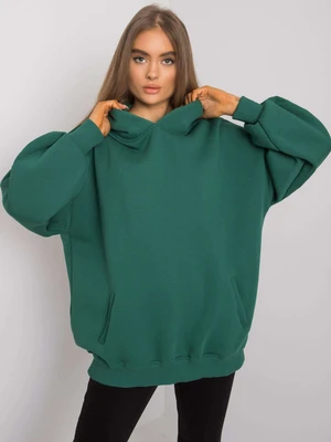 Women's cotton dark green sweatshirt with pockets