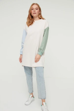 Trendyol Knitted Ecru Long Back Sweatshirt