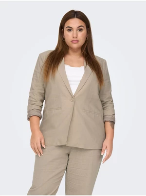 Beige women's linen jacket ONLY CARMAKOMA Lola - Ladies