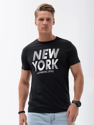 Ombre Men's printed cotton t-shirt - black