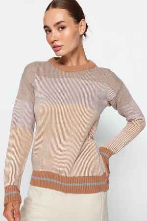 Trendyol Camel Color Block Knitwear Sweater