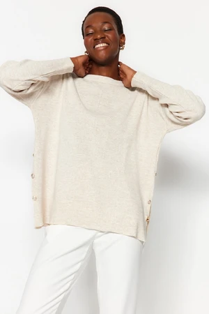 Trendyol Stone Button Detailed Knitwear Sweater